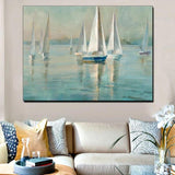 Hand Painted Oil Painting Impression Sea View Sails Abstract Home Room Decor