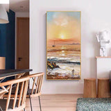 Hand Painted Canvas Mural Blue Ocean Wave Home Wall Decoration Abstract Painting Art Decoratio