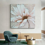 Hand Painted Oil Painting Classic Simple White Flower Abstract Canvas Paintings Moderns