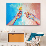 Graffiti Romantic Hand in Hand Lovers Canvas Hand Painted Oil Painting Abstract Wall Art Poster Fashion for Room