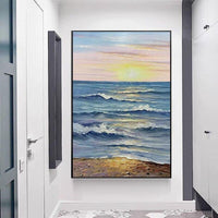 Hand Painted Seascape Art Modern Decoration Oil Painting Textured Sea Scenery Art Mural Wall Hangings Artwork