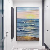 Hand Painted Seascape Art Modern Decoration Oil Painting Textured Sea Scenery Art Mural Wall Hangings Artwork