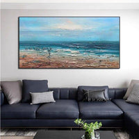 Hand Painted Living Canvas Seascape Art Panel Set Interior Wall Painting Design Scenery