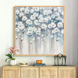 Hand Painted Oil Painting Palette Knife Classical White Flowers Wall Decorative Item Textured Acrylic Canvas Entrance Decor