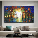 Hand Painted Oil Painting Modern Palette Knife Park Street On Canvas Art Decor Wall Painting