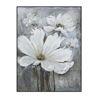 Hand Painted Abstract White Flower On Canvas Modern Flower Paintings Decoration