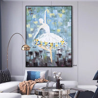 Hand Painted Oil Painting Ballet Dancing Girl On Canvas Abstract Figure