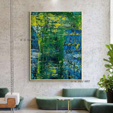 Abstract Blue With Gold Foil Hand Painted On Canvas Hand Painted Modern Wall Art Office