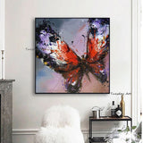 Hand Painted Modern Abstract Butterfly Animals Oil Painting On Canvas Modern Abstract Pop Art