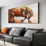 Hand Painted Palette Knife Oil Painting on Canvas Hand Painted Textured Modern Strong Bull