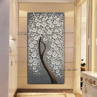 Modern Abstract Knife Tree Flower Hand Painted On Canvas Hallway