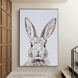 Cute Nursery Bunny Hand Painted Oil Painting Animal Rabbit Canvas Kids Baby