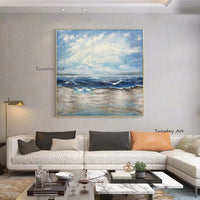 Nature Seascape Cloud Ocean Sea Sky Landscape Hand Painted Canvas Painting Wall Art