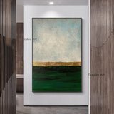 Abstract Painting In Dark And Light Green Color Hand Painted Modern Oil Painting On Canvas