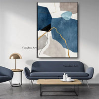 Hand Painted Art Oil Painting Color Block Line Abstract Canvas Art For Modern Homes