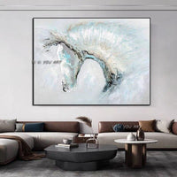 Artist Hand Painted High Quality Abstract White Horse on Canvas Abstract White Horse Painting