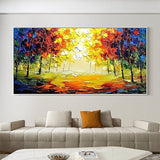 Hand Painted Oil Painting Skillful Night Modern Palette Knife Park Street On Canvas Art For living room Abstract