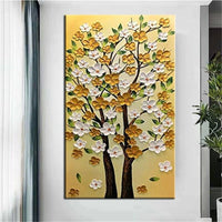 Hand Painted Art Oil Painting Modern Abstract Knife Tree Flower Canvas Decor Florals