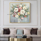 Abstract Canvas Painting Hand Painted Palette Knife Flowers Modern Decor Piece Floral Wall Art