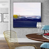 Hand Painted Oil Painting Abstract Modern Minimalist Blue White Gold Porch Aisle Office Painting