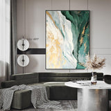 Hand Painted Large Size Canvas Modern Green and White Minimalist Abstract Oil Painting (hand painted)