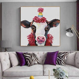 Hand Painted Animal Abstract Modern Oil Painting On Canvas Cute Cowss