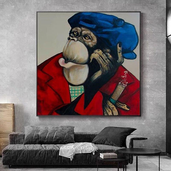 Tierisches modernes abstraktes kühles Gorilla-Segeltuch-Kunst-Mode-Ölgemälde auf Segeltuch für Wohnzimmer als