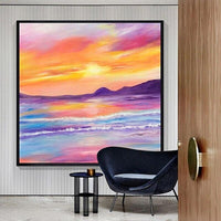 Hand Painted Oil Painting Abstract Seascape Beach Scenery Canvas Wall Art Show Pieces For Wall Decoration