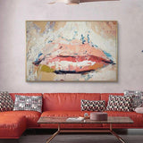 Modern Hand Painted Pink Lip Sexy Mouth Canvas Oil Painting work Modern