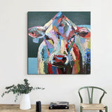 Hand Painted Oil Painting Modern Colorful Cool Cow Animal Abstract Canvas Painting s