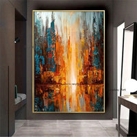 Hand Painted Abstract Building Oil Painting On Canvas Mural Modern Office Bar Home Salon Painting