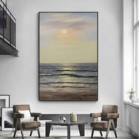 Hand Painted The Sea Sunset Landscape Abstract Oil Painting Wall Art Modern Oil Painting On Canvas