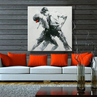 Hand Painted Retro Men and Women Dance Abstract Oil Painting Canvas Modern Wall Decor