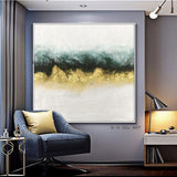 Modern Art Green Golden Hand Painted Abstract Painting Texture Acrylic Wall