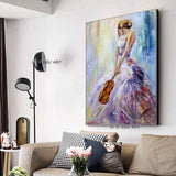 Hand Painted Girl Playing The Violin Dance On Canvas