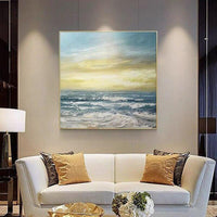 Modern Blue Sea Canvas Oil Painting Hand Painted Decor Painting Abstract