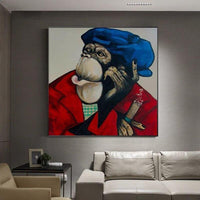 Hand Painted Animal Modern Abstract Cool Gorilla Canvas Art Fashion Oil Painting On Canvas As