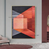 aritist Hand Painted Geometric Scene Scandinavia Canvas Painting Wall Art Gallery Interior Decor