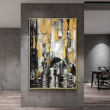 Hand Painted Modern Oil Paintings Thick Knife Street Landscape On Canvas Wall Art Decorations