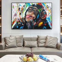 Hand Painted Abstract Animal Oil Painting Street Art On Canvas Monkey s