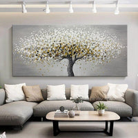 Abstract Style Hand Painted Hanging Money Tree Murals Modern Sofa Background Wall