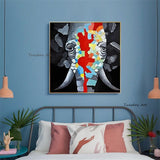 Modern Abstract Elephants Decorative Art Hand Painted Animals Oil Painting On Canvas