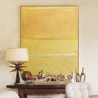 Modern Artwork Abstract Light Yellow Oil Painting Hand Painted Canvas Wall Decor Art