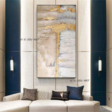 Hand Painted Abstract Gold Foil Craft Oil Canvas Painting Modern Light Luxury Corridor Wall