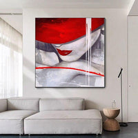 High Quality Artist Hand Painted Abstract Lady Figure on Canvas Sexy Lady with Red Hat for Wall Decor