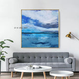 Hand Painted Landscape Hand Painted Abstract Blue Oil painting On Canvas Decor