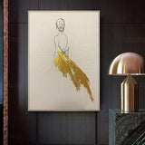 Abstract Gold Art Hand Painted Fashion Line Women Oil Painting Canvass Art work