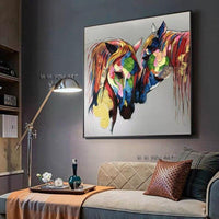 Hand Painted Abstract Wall Art Horse Minimalist Modern On Canvas Decorative