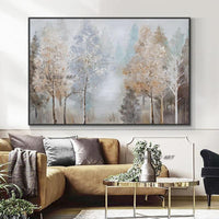 Decorative Abstract Autumn Trees Hand Painted On Canvas For Living