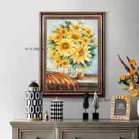 Wall Art Painting For Bedroom Abstract Sunflower Painting Hand Painted On Canvas Modern Plant